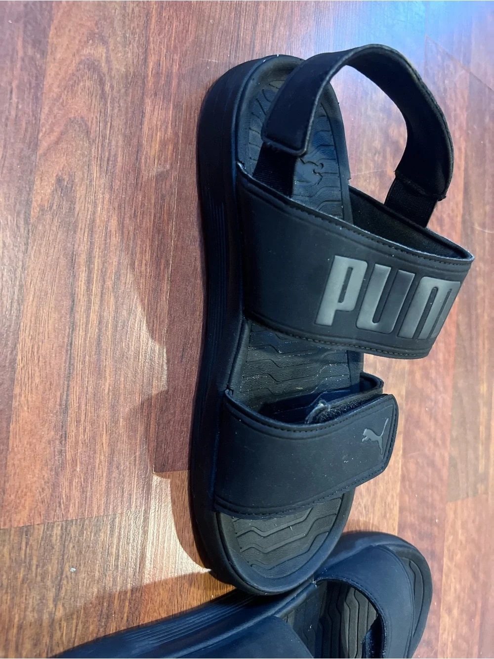 Puma Black Dual-Strap Slide Sandals